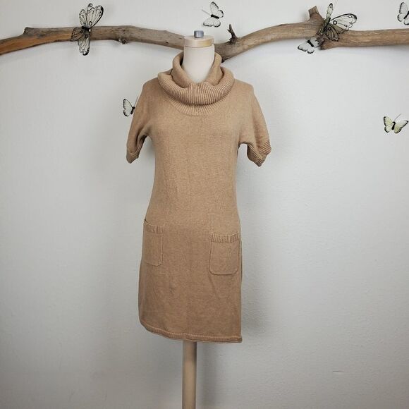 Athleta camel colored cowl neck sweater dress - Picture 2 of 8